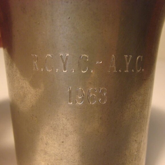 Vintage Pewter Trophy 1963 Colonial Pewter Boardman Royal Cdn Yacht Club Boat - Picture 2 of 11